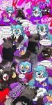absurd_res balls blush body_swap bulge bulge_in_face comic dialogue digital_media_(artwork) felid feline genitals heart_eyes heart_symbol hi_res hybrid magic magic_user male mammal penis railroadrabbit24 sniffing sound_effects