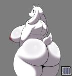 2026 2_horns anthro areola big_areola big_breasts big_butt boss_monster_(undertale) bovid breasts bubble_butt butt caprine eyelashes female goat hi_res horn huge_breasts huge_butt long_eyelashes looking_at_viewer looking_back looking_back_at_viewer mammal mature_female nervous nervous_smile nipples nude nude_female simple_background slightly_chubby slightly_chubby_female smile smiling_at_viewer solo thick_thighs toriel undertale_(series) wide_hips yanafterdark