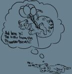 atlus balloon borkythearcanine clean_diaper clothed clothing diaper diaper_only digital_media_(artwork) domestic_cat dream embarrassed english_text felid feline felis feral floating humiliation inflatable male mammal megami_tensei morgana_(persona) persona_(series) persona_5 sega simple_background sleep_talking sleeping solo tail text topless wearing_diaper