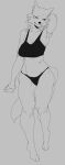 2026 4_toes anthro arm_at_side bent_arm big_breasts biped bra breasts canid canine canis cheek_tuft cleavage clothed clothed_anthro clothed_female clothing collarbone digital_media_(artwork) digitigrade eyebrows eyelashes facial_tuft feet female female_anthro fingers fluffy fluffy_tail full-length_portrait fur grey_background greyscale hand_behind_head hi_res holding_object inner_ear_fluff kemono korean_description looking_away mammal meckmeck00124 midriff monochrome navel neck_tuft open_hand panties portrait simple_background snout solo sports_bra standing straight_arm tail thin_eyebrows toes tuft underwear wide_hipped_anthro wide_hipped_female wide_hips wolf