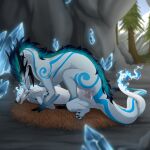 1:1 2021 4_toes back_mane black_body black_claws black_fur black_horn black_toe_claws blue_fire blue_markings cave cheek_horn chevron_(marking) claws colored_fire crystal detailed_background digital_media_(artwork) dragon duo endermoonfur entwined_tails erection eyes_closed facial_markings feet female female_feral female_on_top female_penetrated feral feral_on_feral feral_penetrated feral_penetrating feral_penetrating_feral fin fire flaming_hair flaming_tail from_front_position fur gloves_(marking) head_horn head_markings hi_res horn licking lying lying_on_ground male male/female male_feral male_on_bottom male_penetrating male_penetrating_female mane markings mythological_creature mythological_scalie mythology neck_lick nest on_back on_bottom on_ground on_top open_mouth penetration penile penile_penetration penis_in_vagina plant pseudo_hair reverse_missionary_position scalie sex signature tail tail_coil tail_markings teal_body teal_fur toe_claws toes tongue tree vaginal vaginal_penetration wingless_dragon