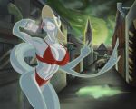5:4 absurd_res alester_nibras anthro aquatic breasts clothed clothing detailed_background digital_media_(artwork) female fish hi_res lovecraft muscular muscular_anthro outside shark shark_tail solo tail