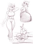 3:4 alcohol animal_nose anthro antlers beer beverage beverage_can breasts butt carol_holiday clothing collar deer deltarune eyewear female glasses glasses_off hair hi_res horn mammal new_world_deer nowu reindeer sketch smile smiling_at_viewer solo undertale_(series)