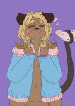 absurd_res anthro belly blonde_hair blush bodily_fluids breasts cheek_bulge clothing cum cum_in_mouth cum_inside duo eager female fur genital_fluids genitals hair hi_res mammal matou-perdu murid murine navel paws penis penis_tip rat rat_ears rat_tail ribbons rodent solo_focus tail twintails_(hairstyle) vein veiny_penis whiskers