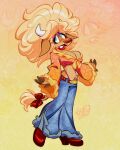 4:5 accessory anthro belle_(disambiguation) belt belt_buckle big_breasts big_hair boots bottomwear bovid bovine bow_ribbon breasts buckle cattle cleavage clothed clothing denim denim_bottomwear denim_clothing female footwear furgonomics hair hi_res horn jeans mammal midriff navel noid panties pants ribbons shirt shoes solo tail tail_accessory tail_bow tail_ribbon thong tied_shirt topwear underwear