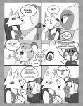 2024 4_fingers 6_panel_comic accessory alice_(animal_crossing) animal_crossing anthro arms_bent asking asking_another avian bangs beads beak beak_closed big_nose biped bird black_chair black_clothing black_eyes black_nose black_sweater black_topwear bodily_fluids breasts canid canine canis chair cheek_spots cheek_tuft clothed clothed_anthro clothed_female clothing comic cookieboy011 covering covering_mouth dialogue digital_drawing_(artwork) digital_media_(artwork) domestic_pig dress english_description english_text exclamation_point eye_through_hair eyelashes facial_tuft feathers female female_anthro fingers fist floppy_ears freckled_face freckles fur furniture grey_beak grey_body grey_clothing grey_dress grey_eyelashes grey_eyelids grey_eyes grey_feathers grey_fur grey_hair grey_hooves grey_nose grey_shirt grey_snout grey_stripes grey_tank_top grey_topwear greyscale group hair hair_accessory hair_beads half-closed_eyes happy hi_res holding_object holding_plushie holding_teddy_bear holidays hoof_hands hooves inner_ear_fluff inside koala laugh lidded_eyes looking_at_another looking_at_viewer mammal marsupial medium_breasts monochrome monotone_hair mouth_closed multicolored_body multicolored_feathers multicolored_hair name_drop name_in_dialogue narrowed_eyes nervous nervous_sweat nintendo number on_chair open_mouth ostrich pattern_clothing pattern_dress peggy_(animal_crossing) phoebe_(animal_crossing) plushie pointy_ears pupils question_mark ratite relaxed_expression reminiscing rocking_chair shaded shirt short_hair sitting sitting_on_chair slightly_chubby slightly_chubby_anthro slightly_chubby_female smile smiling_at_another snout sparkles sparkling_eyes standing steam striped_clothing striped_dress stripes suid suine sus_(pig) sweat sweater tail tank_top teddy_bear text thin_eyebrows topwear translucent translucent_hair tuft two_tone_body two_tone_feathers two_tone_hair valentine's_day vombatiform white_body white_clothing white_dress white_feathers white_fur white_inner_ear_fluff white_sclera white_skin white_tail whitney_(animal_crossing) wide_eyed wolf yelling yelling_at_another