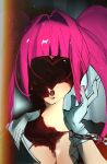  1girl 349am alien_stage commentary cuffs english_commentary gloves hair_between_eyes handcuffs highres long_hair mizi_(alien_stage) mizi_(zombie_stage) official_alternate_costume pink_hair tagme twintails white_gloves 