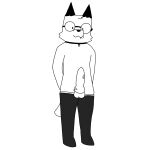 :3 absurd_res animal_genitalia animal_penis anthro balls canid canine canine_genitalia canine_penis choker clothed clothing cute_fangs eyewear fangs femboy fox foxfreeguy genitals glasses hand_behind_back hi_res jewelry knot legwear looking_at_viewer male mammal necklace nerd penis roddy_(foxfreeguy) solo standing teeth thigh_highs topless topless_anthro topless_male vein veiny_penis wearing_glasses