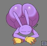 4_fingers anthro big_butt bottom_heavy butt clothing dot_mouth eyes_closed femboy fingers glitch_productions gloves gloves_only grey_background handwear handwear_only huge_butt jax_(tadc) lagomorph leporid lying male mammal mostly_nude on_front pear-shaped_figure purple_body rabbit short_tail simple_background sleeping solo sound_effects tail the_amazing_digital_circus thick_thighs vowelless vowelless_sound_effect wide_hips yanafterdark yellow_clothing yellow_gloves yellow_handwear zzz