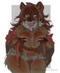 2026 5_fingers absurd_res anthro areola arm_tuft artist_name bangs big_breasts biped bluesky_logo bodily_fluids bottomwear breast_squish breasts brown_body brown_fur brown_hair clothed clothed_anthro clothed_female clothing colored crazy_eyes crescent_moon detailed digital_drawing_(artwork) digital_media_(artwork) drooling ear_piercing earhole eyelashes eyewear facial_piercing fangs female female_anthro fingers fur glasses grey_background hair hand_on_breast hi_res hotpants hyena inner_ear_fluff jewelry leg_tuft long_hair looking_at_viewer mammal menthaam moon navel neck_tuft necklace nipples nose_piercing nose_ring open_mouth open_smile piercing portrait pose raised_clothing raised_shirt raised_topwear red_eyes ring_piercing round_glasses saliva saliva_string shaded shirt shorts shoulder_tuft side_bangs signature simple_background smile smiling_at_viewer solo squish standing tank_top teeth teeth_showing telegram telegram_logo text thick_thighs thigh_tuft three-quarter_portrait tongue tongue_out topwear tuft twitter twitter_logo wearing_glasses white_areola white_background white_nipples white_sclera white_tuft