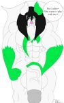 5:8 anthro balls big_balls big_penis black_hair brown_eyes english_text eyewear front_view generation_3_pokemon genitals glasses hair hi_res huge_penis male muscular muscular_male nintendo penis pokemon pokemon_(species) riku9797 riku_(riku9797) solo text tongue tongue_out white_body zangoose