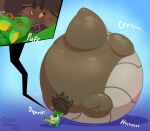 2026 absurd_res air_inflation ari_(arizona) arknights artist_name belly belly_expansion big_belly big_cheeks big_tail blue_background blush brown_body brown_eye cheek_expansion close_up_panel cloudbeast_(arknights) creaking crestdraggy duo expansion eyes_closed glistening glistening_body gradient_background green_body hi_res hissing horn huge_belly huge_cheeks huge_tail hyper hyper_belly hyper_cheeks hyper_inflation hyper_tail hypergryph inflation motion_lines orange_sclera puffed_cheeks puffkiss simple_background sneeve_(snivycontrarian) spherical_inflation studio_montagne sunken_head sunken_limbs tail tail_expansion text yellow_inner_ear