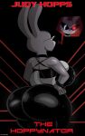 2026 absurd_res ameizinglewds anthro artist_name balls big_balls big_breasts black_clothing breasts character_name clothing cosplay crossover disney ears_up english_text european_rabbit eyewear female fur genitals glowing glowing_eyes grey_body grey_fur hands_on_hips hi_res huge_balls judy_hopps lagomorph leporid looking_away mammal oryctolagus parody pink_nose rabbit scut_tail short_tail smile solo sunglasses tail terminator_(franchise) text the_terminator_(terminator) tight_clothing wide_hips zootopia
