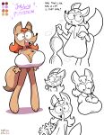 anthro big_breasts bottomless bottomwear bra bra_only breasts canid canine cleavage clothed clothing dialogue fangs female fox freckles genitals hair hi_res jolly_pittstein looking_at_viewer mammal open_mouth pants pubes red_hair shirt solo tail teeth theenfman topwear underwear underwear_only vulva