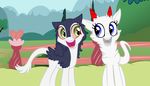  big_eyes crossover feathers fence furseiseki my_little_pony sergal synx taskidog 