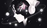  2girls alien_stage bandana black_hair closed_eyes commentary hair_between_eyes jupiter_(planet) kayveris long_hair mizi_(alien_stage) mizi_(zombie_stage) moon multiple_girls nude pink_hair planet purple_eyes saturn_(planet) shooting_star smile star_(symbol) sua_(alien_stage) sua_(zombie_stage) thick_eyebrows very_long_hair white_bandana zombie_stage 