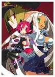  bat_wings black_hat black_legwear book circlet demon_girl demon_tail demon_wings disgaea green_eyes hand_on_hip harada_takehito hat horns long_hair makai_senki_disgaea_3 multiple_girls official_art open_mouth pantyhose pointy_ears profile raspberyl red_eyes sailor_collar salvatore_(disgaea) sapphire_rhodonite school_uniform serafuku skirt sleeveless star star-shaped_pupils symbol-shaped_pupils symbol_in_eye tail tan very_long_hair white_sailor_collar wings wristband 