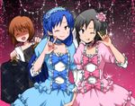  :p \m/ black_hair blue_hair bow brown_hair choker closed_eyes clothes_hanger dress flower frilled_dress frills hagiwara_yukiho hair_flower hair_ornament idolmaster idolmaster_(classic) kidachi kikuchi_makoto kisaragi_chihaya lolita_fashion long_hair multiple_girls one_eye_closed open_mouth shaded_face short_hair sweatdrop tongue tongue_out wavy_mouth 