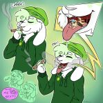 absurd_res anthro bird_dog bodily_fluids canid canine canis domestic_dog drugs fujobait golden_retriever hi_res hunting_dog lagomorph leporid male mammal marijuana oral_vore rabbit retriever saliva sequence smoking tongue vore