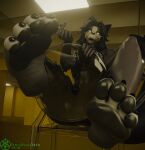 3d_(artwork) absurd_res alternative_fashion anthro artist_name black_body black_fur black_toe_claws blender_(artwork) blender_cycles_(artwork) bone canid canine claws clear_chair clothed clothing colored curling_toes digital_media_(artwork) ear_piercing feet female foot_fetish foot_focus fur gloves handwear hi_res hindpaw humanoid humanoid_feet incubusarts love_symbol malo mammal metalhead pawpads paws piercing pinup plantigrade pose presenting scp-1471-a scp-1471-a_(da.nilkaz) scp_foundation signature skull skull_head smile smiling_at_viewer solo text the_backrooms toe_claws toes tongue tongue_out watermark