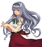 bad_id bad_pixiv_id bare_shoulders hairband halter_top halterneck hands_clasped idolmaster idolmaster_(classic) long_hair long_skirt own_hands_together red_eyes shijou_takane silver_hair skirt smile solo sumith 
