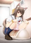  animal_ears pantsu panty_pull pee pussy seifuku tail tomoya_kankurou 