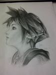  1boy highres kingdom_hearts male male_focus monochrome solo sora sora_(kingdom_hearts) spiked_hair spiky_hair 