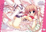  animal_ears blush breast_hold bunny_ears bunnygirl original pink_hair ryohka thighhighs twintails 