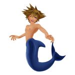  brown_hair kingdom_hearts male male_focus merman monster_boy solo sora sora_(kingdom_hearts) spiked_hair spiky_hair 