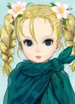  bianca blonde_hair blue_eyes braid cape child dragon_quest dragon_quest_v face flower hair_flower hair_ornament pon revision solo twin_braids upper_body younger 