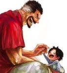  baby bad_id bad_pixiv_id black_hair closed_eyes father_and_son grey_hair monkey_d_garp multiple_boys one_piece portgas_d_ace shirt smile t-shirt tsuyomaru younger 