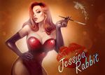  bad_deviantart_id bad_id breasts character_name cigarette cigarette_holder earrings elbow_gloves eyeshadow gloves green_eyes hair_over_one_eye hand_on_hip jessica_rabbit jewelry kazeki large_breasts lipstick makeup orange_hair realistic red_lipstick smoke solo who_framed_roger_rabbit 