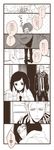  1girl axis_powers_hetalia bad_id bad_pixiv_id blush cigarette coat comic formal genderswap japan_(hetalia) monochrome necktie netherlands_(hetalia) scarf short_hair smoking sou_(boxxx82) suit translation_request 