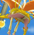  ass boots bubble_skirt cure_muse_(yellow) from_below haruyama_kazunori knee_boots long_hair noise_(suite_precure) panties pantyshot precure shirabe_ako skirt suite_precure underwear yellow_skirt 