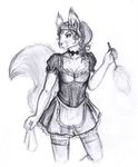  female legwear maid maid_uniform mammal rodent solo squirrel stockings tanuki_(artist) 