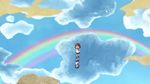  brown_hair cloud kill_me_baby loli oribe_yasuna rainbow reflection school_uniform short_hair sky 