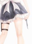  bad_id bad_pixiv_id bow close-up from_behind holster izayoi_sakuya kneepits knife nishi_masakazu no_lineart simple_background skirt solo thigh_holster thigh_strap thighs touhou white_background 