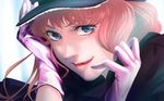  :p blue_eyes face gloves hat lipstick looking_at_viewer macross macross_frontier makeup pink_gloves red_hair sheryl_nome solo tokiwa_(breeze_of_film) tongue tongue_out 