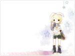  blonde_hair bow crying kagamine_rin keishi loli short_hair shorts vocaloid white 