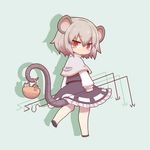  animal_ears bucket capelet chibi dowsing_rod grey_hair highres mouse mouse_ears mouse_tail nazrin red_eyes short_hair skirt solo taiga_mahoukan tail touhou 