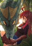  dragon dragon_girl long_hair monster_girl original red_eyes red_hair senhaku 