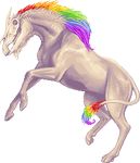  equine hair hooves horn horse low_res mammal mane morganne multi-colored_hair rainbow_hair skull solo unicorn white white_body 
