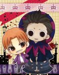  bad_id bad_pixiv_id black_eyes blood caster_(fate/zero) chibi fate/zero fate_(series) grey_hair jacket male_focus multiple_boys orange_hair purple_jacket terimayo_(sonnne_farbe) uryuu_ryuunosuke 