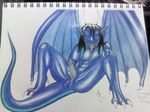  absurd_res anthro blue blue_body claws cum dragon hair hi_res horn invalid_background male masturbation pencils penis plain plain_background raiok_incaris raiokincaris shaded solo tail teeth tongue white_background wings 