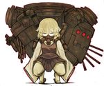  bad_id bad_pixiv_id blonde_hair gas_mask gatakigi_gama geta hair_ribbon machine moriya_suwako no_hat no_headwear ribbon short_hair skirt sleeves_past_wrists solo squatting thighhighs touhou white_legwear yellow_eyes 