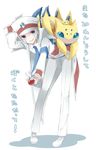  galvantula gen_5_pokemon gloves hat joltik kudari_(pokemon) male_focus necktie pokemon pokemon_(creature) pokemon_(game) pokemon_bw sagami_rin silver_eyes silver_hair smile 