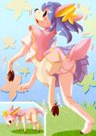  animal_ears animalization blue_hair blush deerling ears edmol flower gen_5_pokemon grass hair_flower hair_ornament leaf original panties pink_panties pokemon pokemon_(creature) red_eyes shaking skirt socks sweat torn_clothes transformation underwear 