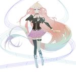  bad_id bad_pixiv_id bare_shoulders blue_eyes braid choker ia_(vocaloid) long_hair looking_at_viewer off_shoulder open_mouth pink_hair play_r simple_background single_thighhigh skirt solo thigh_strap thighhighs twin_braids very_long_hair vocaloid 