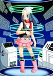  blue_hair boots bracelet clothing computer dawn dawn_(pok&#233;mon) edmol female hair hat human jewelry laboratory mammal nintendo pok&#233;mon pok&eacute;mon skirt transformation video_games 