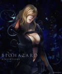  adjusting_hair blonde_hair bodysuit breasts cleavage gloves hair_over_eyes large_breasts lips navel rachael_foley resident_evil resident_evil_revelations solo wolfina 